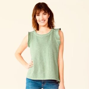Like New Sonoma River Moss Green Flutter Sleeve Top- Large Bust 39-40.5